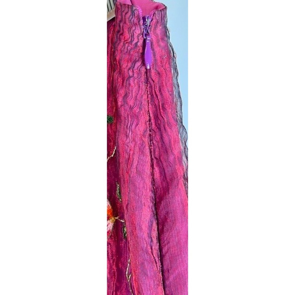 Vintage Y2K Nicole Miller Embroidered Silk Blend Maxi Skirt Goth Fairy Boho 10 - Picture 7 of 13